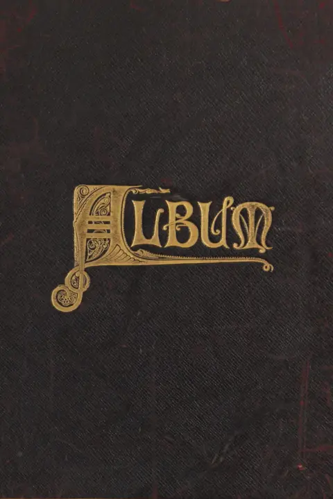 Pembrokeshire Archives A brown leather-bound book with ornate gold lettering. The title reads 'ALBUM'