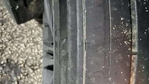 BCH Road Policing Unit A close-up photograph of a car tyre showing it is very worn