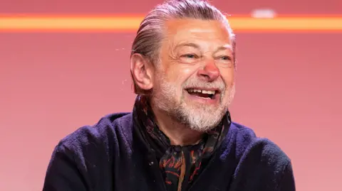 Actor Andy Serkis during C2E2 on the main stage for the "There and Back Again: A Lord of the Rings Cast Reunion" at McCormick Place on April 11, 2025 in Chicago, Illinois
