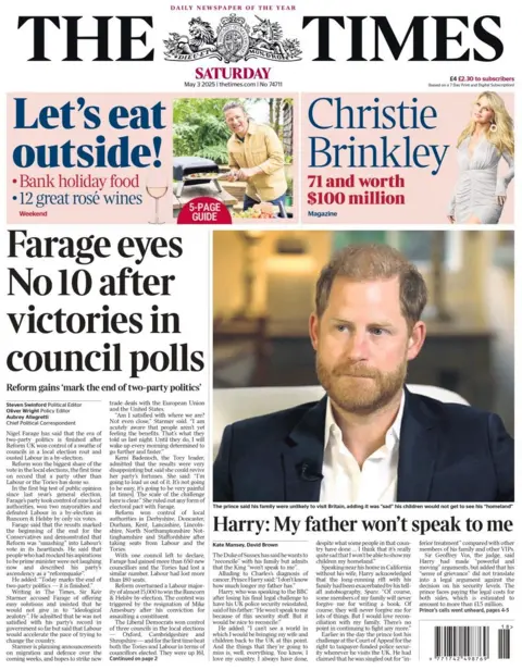  Farage eyes No 10 after victories in council polls