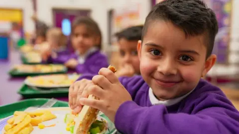 BBC News/Gemma Laister Child eating lunch