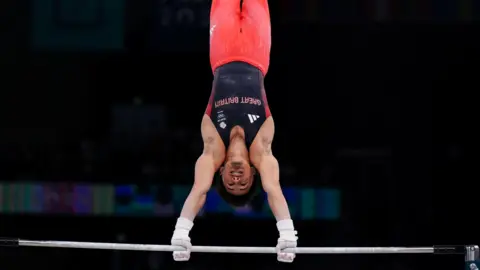 PA Media Great Britain's Jake Jarman performs on the Horizontal Bar during the Men's All-Around Final at the Bercy Arena on the fifth day of the 2024 Paris Olympic Games in France