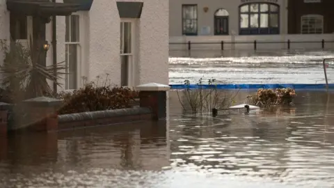 PA Media A flooded street in Bewdley, Worcestershire, after the The River Severn burst its banks when flood defences failed due to rising water levels. Picture date: Saturday January 23, 2021