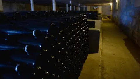 Getty Images Bottles stored at the Bluebell Vineyard Estate in Sussex