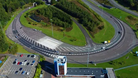 Aerial photograph of the Tyne Tunnel