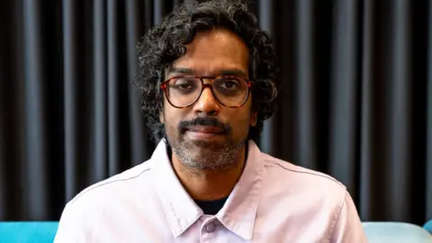 Romesh Ranganathan pictured at BBC Radio 2 in March 2025