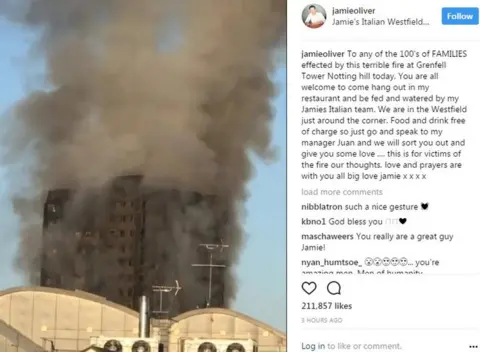 Instagram/@jamieoliver Screen grab of Instagram post by jamieoliver