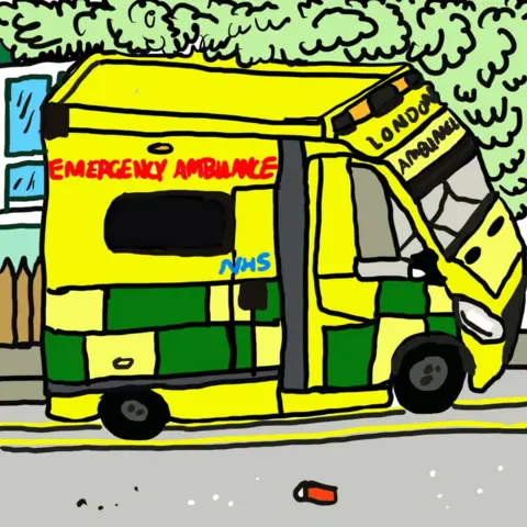 Monique Jackson A drawing of an ambulance