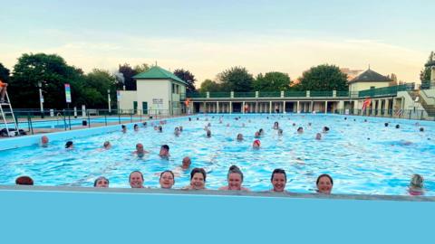 Swimmers at the lido