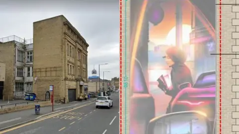 Google/Faum Architecture The current building and an artist's impression of the mural