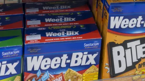 Jeff Greenberg Boxes of Weet-bix on a supermarket shelf in Australia