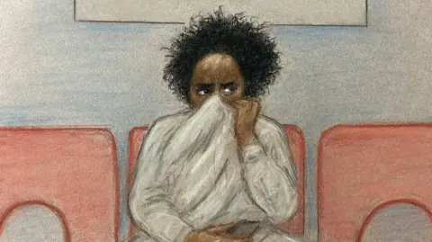 Court sketch of Axel Rudakubana - appearing in court by video link