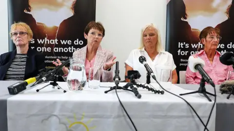  Arlene's mother Isabelle Thompson and sister Carol Gillies, next to Suzanne Pilley's sister Gail Fairgrieve and mother Sylvia Pilley.