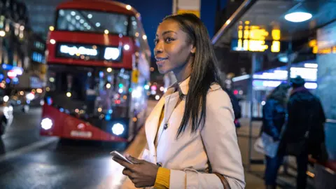 Getty Images Bus at night