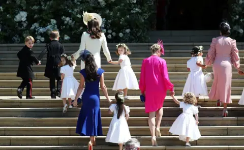 Reuters The Duchess of Cambridge arrives with the bridesmaids at St George"s Chapel at Windsor Castle