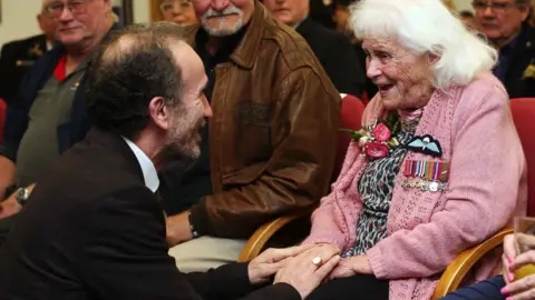 Getty Images Phyllis Latour being awarded the Legion d'Honneur