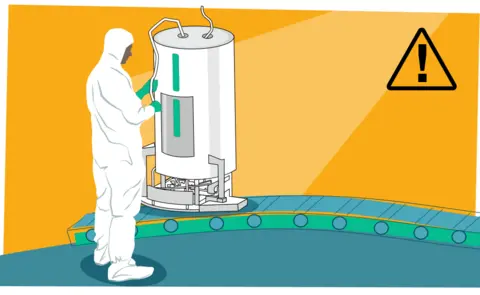 BBC Illustration of a bioreactor and worker