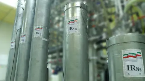 AFP Handout photo from the Atomic Energy Organisation of Iran showing advanced centrifuges at the Natanz uranium enrichment facility in Iran (4 November 2019)