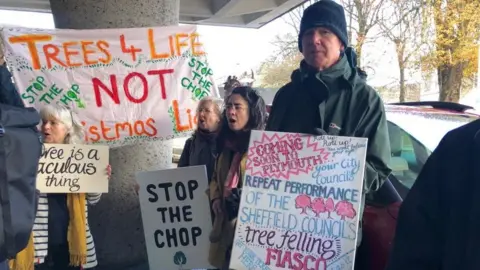 BBC Protesters outside Plymouth City Council