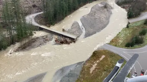 Getty Images In this handout provided by the B.C. Ministry of Transportation and Infrastructure, a view of damage Highway 5 - Coquihalla - Caroline Mine Interchange 2 on November 17, 2021 in British Columbia, Canada