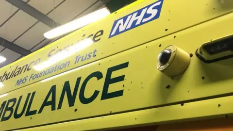 West Midlands Ambulance Service Mud thrown at the ambulance