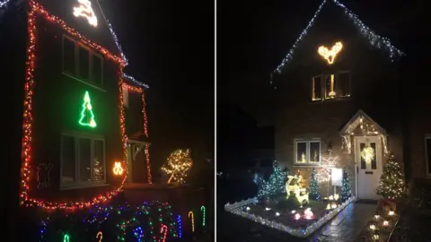 Christmas lights on Hollow Wood Road in Burton Latimer