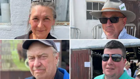 A composite image showing four people involved in the farming industry