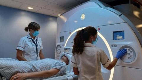 A new MRI scanner being used in hospital