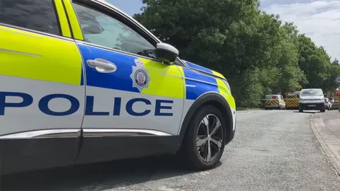 The side of a British Transport Police car at the scene