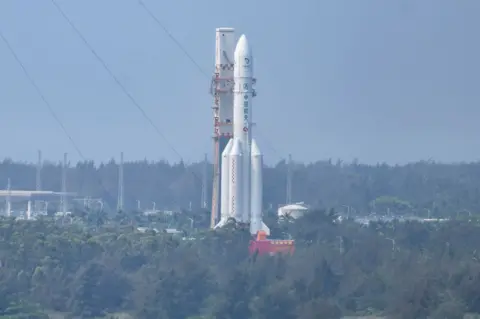 The Chinese rocket prior to lift-off in April