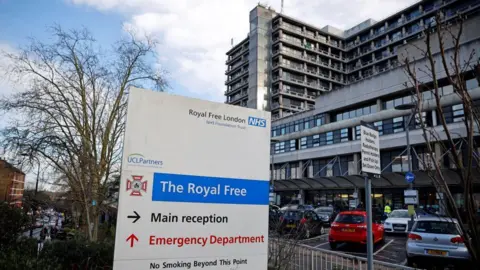 Getty Images File image showing the exterior of the Royal Free Hospital in London