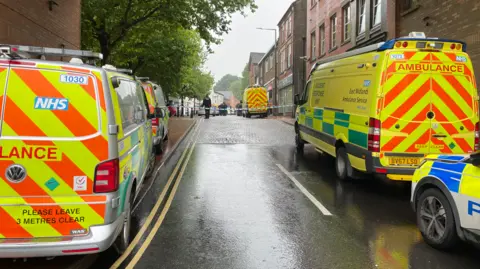 Police cordon in Market Place, Ripley