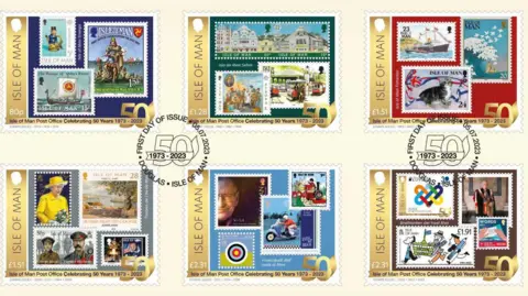 IOMPO Set of six Isle of Man Post Office 50th anniversary stamps