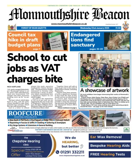 Monmouthshire Beacon Front page of the Monmouthshire Beacon