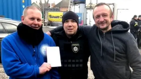 Joe, Gary and a Ukrainian police officer