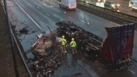 Burnt out lorry