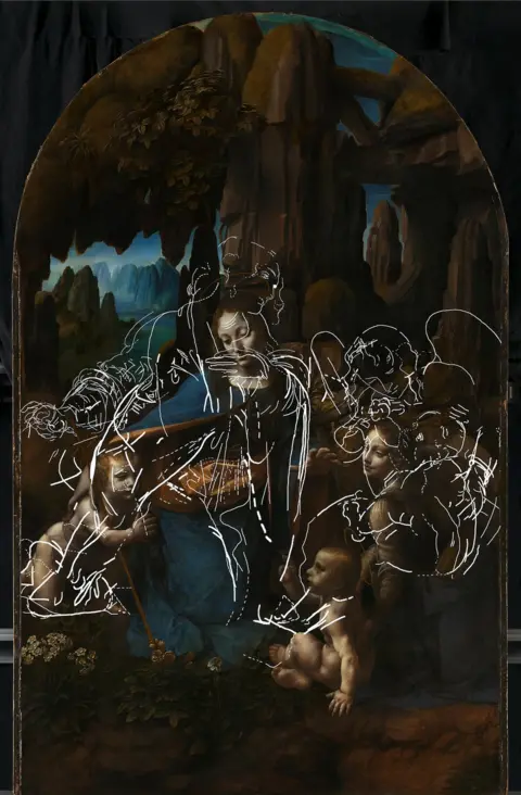 The National Gallery, London Scientific research at the National Gallery led to the discovery of this drawing underneath The Virgin of the Rocks