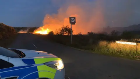 Twitter | @SWPSwansea Fire by roadside