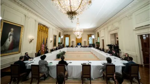 Getty Images Biden chairs his first cabinet meeting