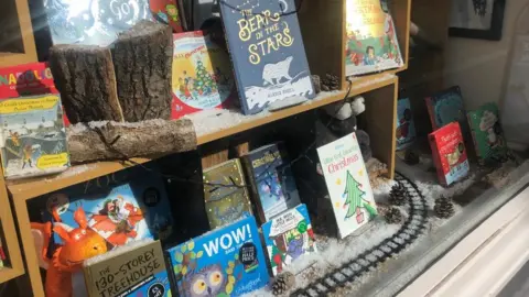 Christmas book display