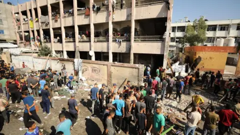 Getty Images Aftermath of IDF onslaught  connected  UNRWA schoolhouse  successful  Jabalia connected  September 26