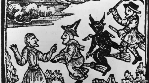 Getty Images Witches woodcut