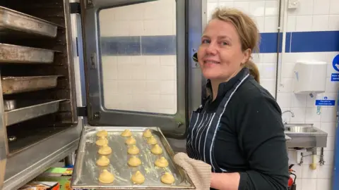 Lisa Roberts inside her catering kitchen in Dunstable