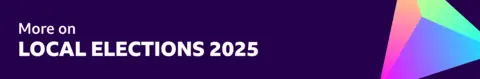 Purple banner reading "More on local elections 2025"