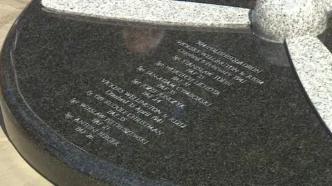 Close-up of the memorial