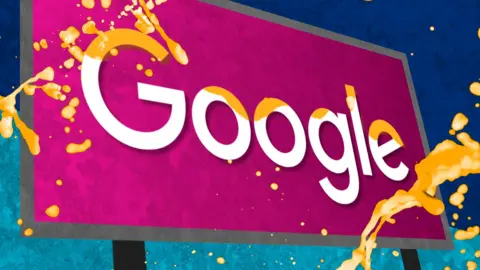 Getty Images/BBC Google logo on a virtual billboard