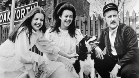 Getty Images Sally Thomsett and Jenny Agutter meet Bernard Cribbins in a scene from the film The Railway Children, 1970