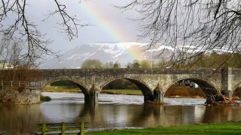 Nicky Hillman This rainbow over the Wye Bridge at Builth Wells, Powys