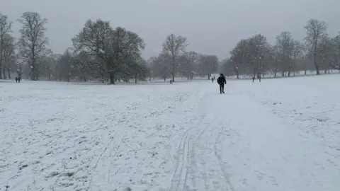 BBC Christchurch Park, Ipswich, in the snow