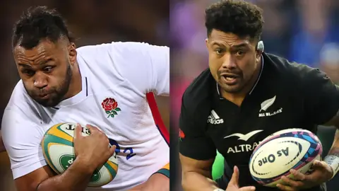 England's Billy Vunipola and New Zealand's Ardie Savea